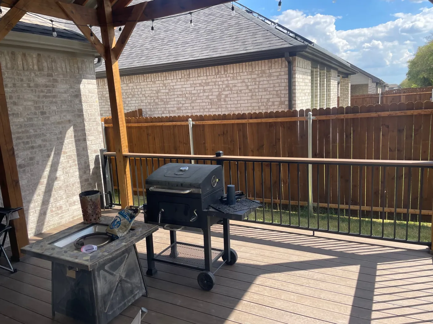 Grilling area on the finished covered composite deck