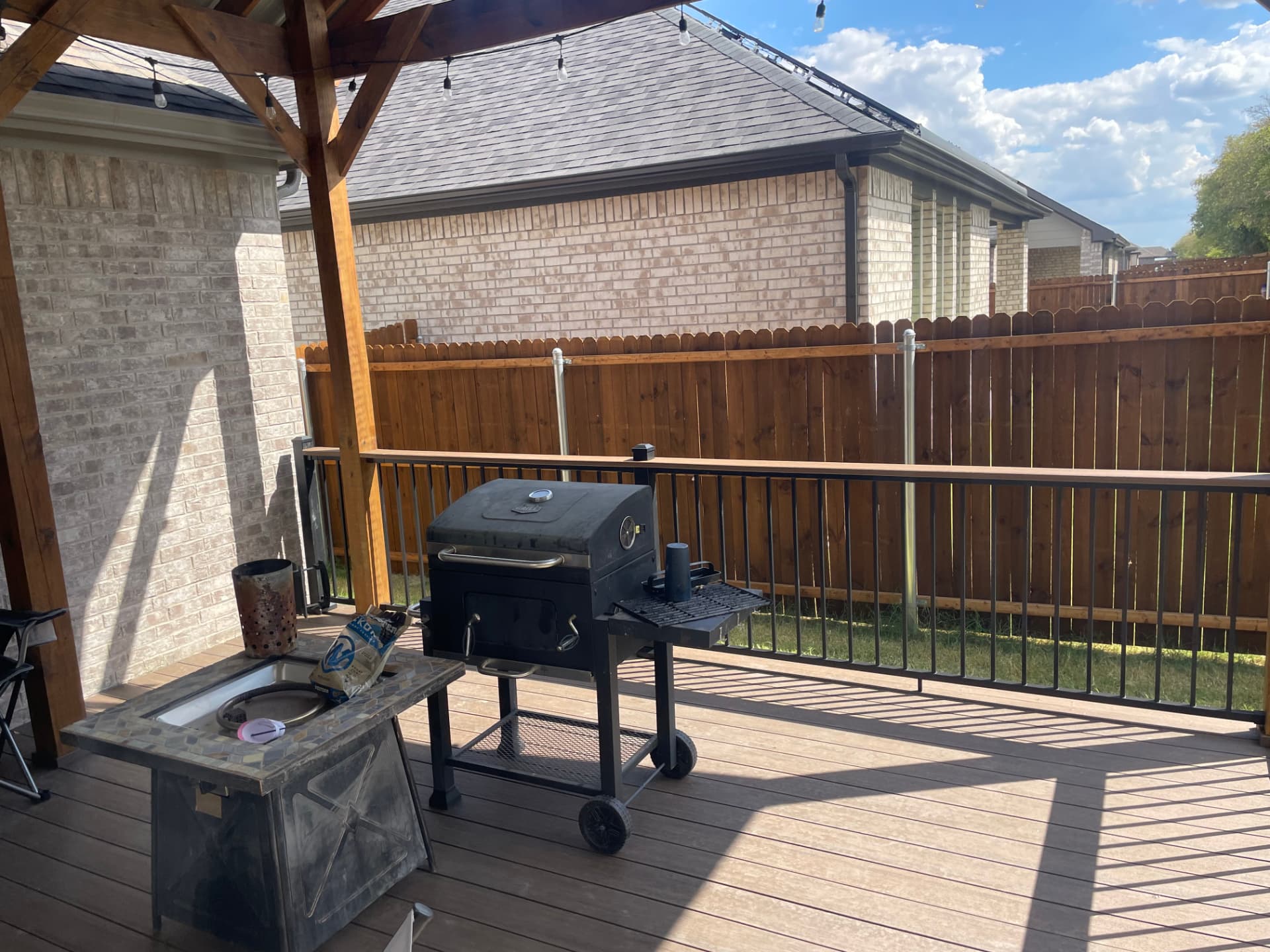 Grilling area on the finished covered composite deck