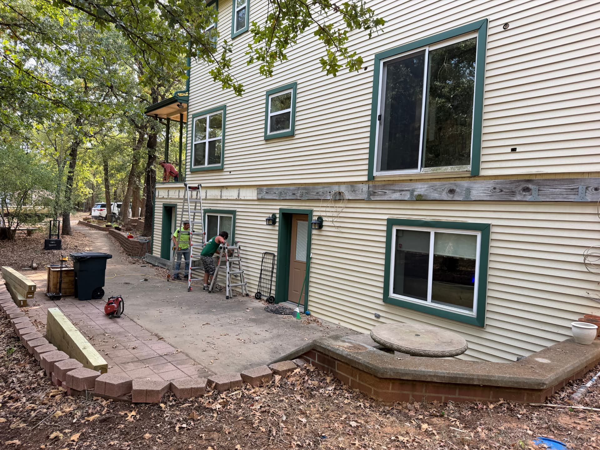 Back of the house prepped for new deck framing in Grandview, TX