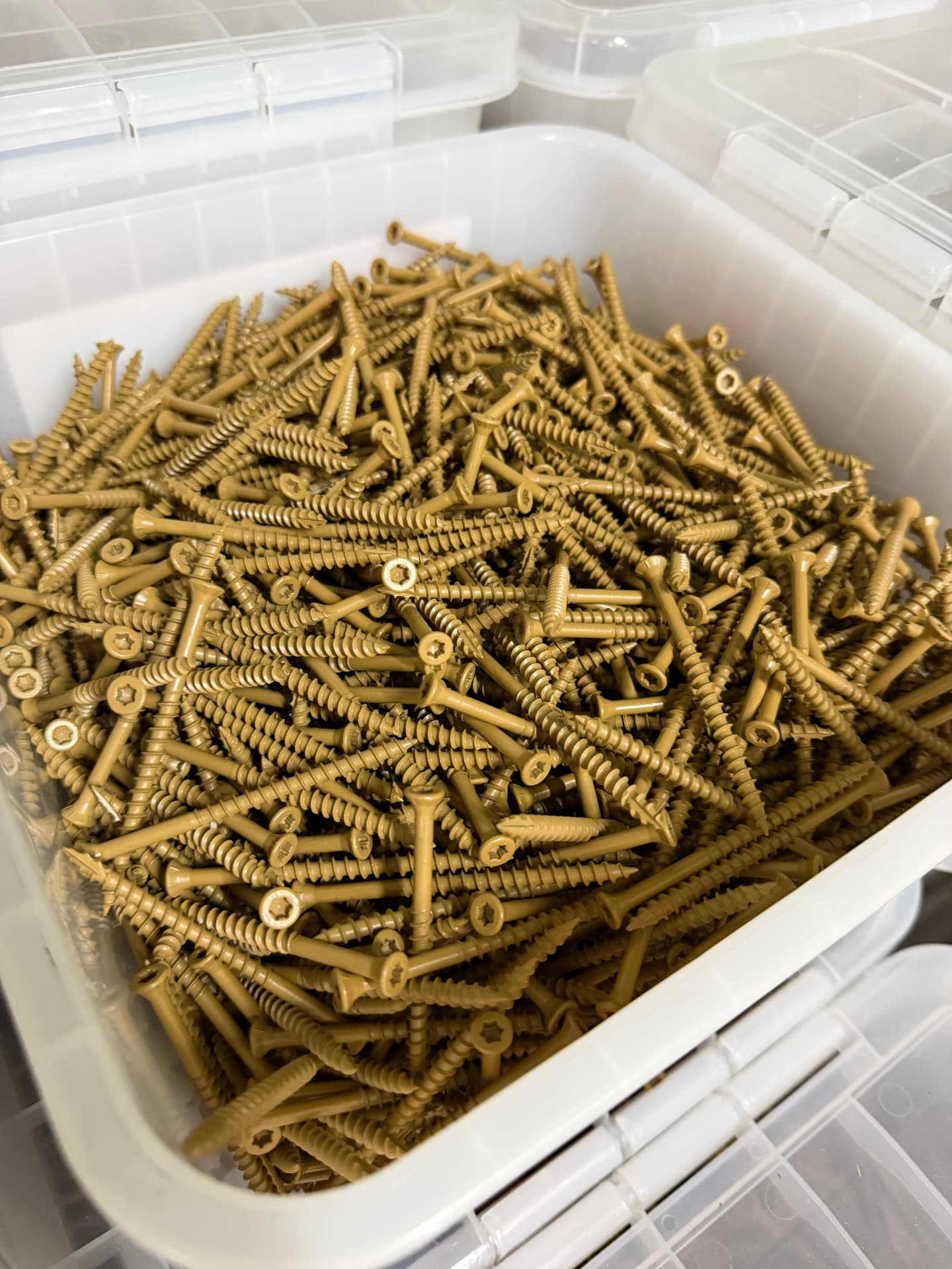 3-inch coated decking screws used on every Benchmark deck