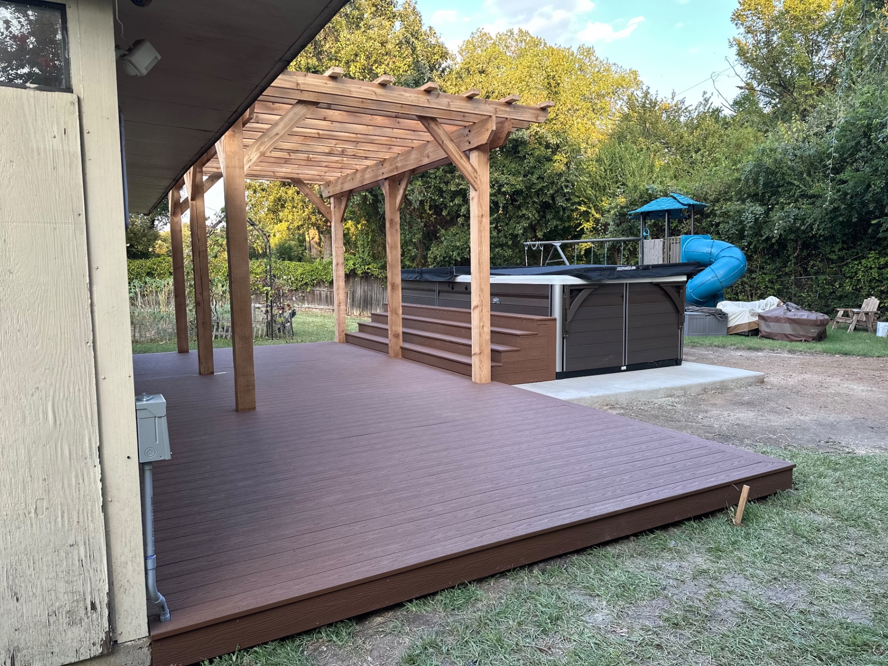 Danny's Cedar Pergola & Pool Spa Composite Deck in Benbrook, TX